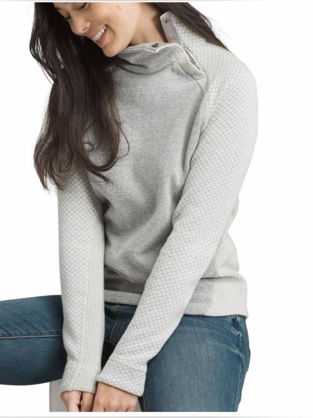 Prana Womens Brandie Wool Blend Sweater Small Pullover Gray Hike Trail Camp